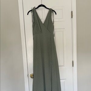 Lulu's Sage Green Maxi Dress with Tie Shoulders